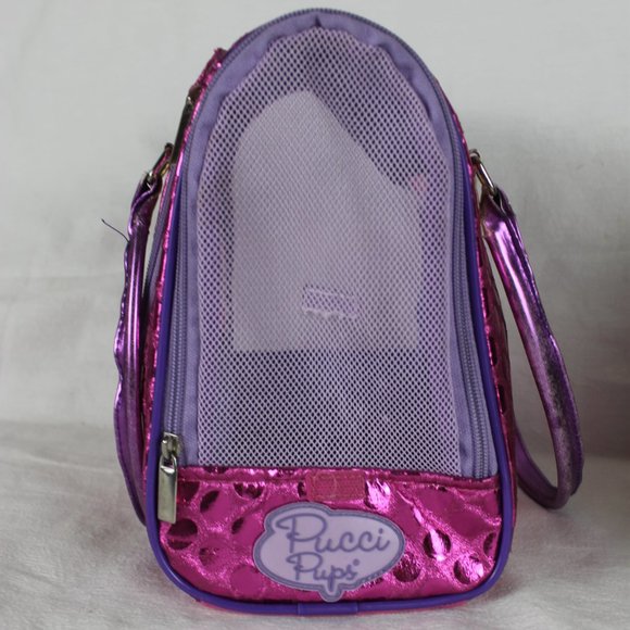 Battat Pucci Pups Carrier Yorkshire Terrier Pink Polka Dot Gold Flowers Zippers - Picture 12 of 16